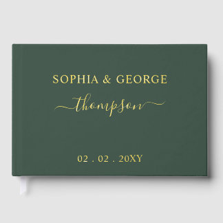 Elegant Modern White and Gold Wedding Foil Guest Book
