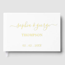 Elegant Modern White and Gold Wedding Foil Guest Book