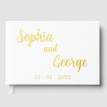 Elegant Modern White and Gold Wedding Foil Guest Book