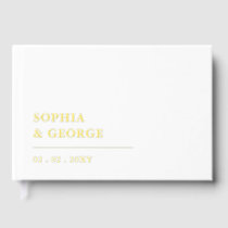 Elegant Modern White and Gold Wedding Foil Guest Book