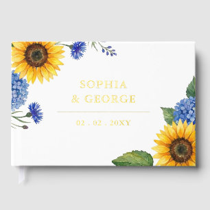 Elegant Modern White and Gold Wedding Foil Guest Book