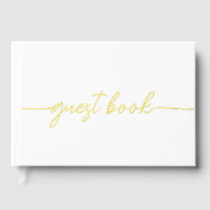 Elegant Modern White and Gold Wedding Guest Book