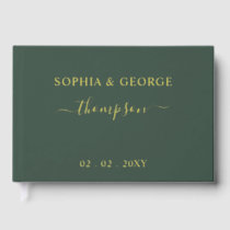 Elegant Modern White and Gold Wedding Guest Book