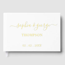 Elegant Modern White and Gold Wedding Guest Book