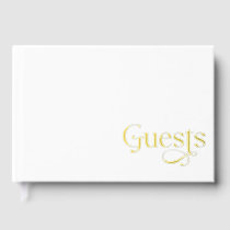 Elegant Modern White and Gold Wedding Guest Book