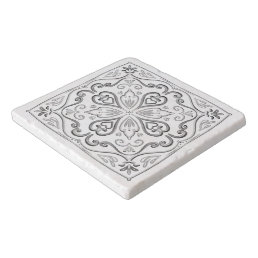 Elegant Modern White and Gray Mandala Tile Trivet