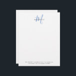 Elegant Modern White Blue Script Monogram Letterhead<br><div class="desc">Elegant Modern White Blue Script Monogram Letterhead with return address.  An elegant blue script monogram combined with a clean black san-serif font makes for a contemporary look.</div>