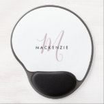 Elegant Modern White Blush Pink Script Monogram Gel Mouse Pad<br><div class="desc">Elegant Modern White Blush Pink Script Monogram Gel Mouse Pad.  An elegant Blush Pink script monogram combined with a clean black san-serif font makes for a contemporary look.</div>