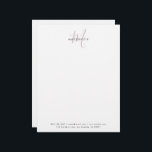 Elegant Modern White Blush Pink Script Monogram Letterhead<br><div class="desc">Elegant Modern White Blush Pink Script Monogram Letterhead with return address.  An elegant blush pink script monogram combined with a clean black san-serif font makes for a contemporary look.</div>