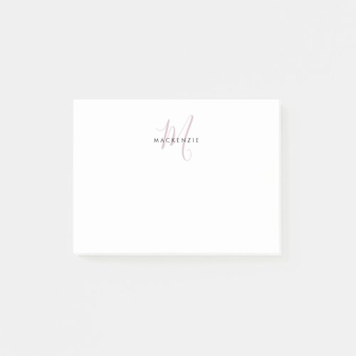 Elegant Modern White Blush Pink Script Monogram Post_it Notes