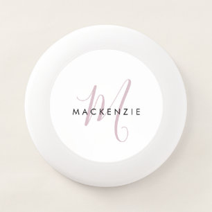 Elegant Modern White Blush Pink Script Monogram Wham-O Frisbee