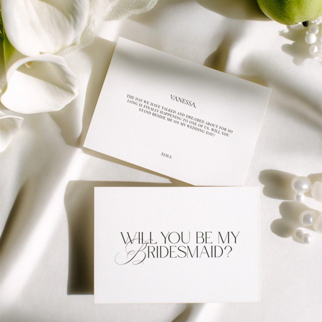 Elegant Modern White Bridesmaid Proposal Card (Elegant Modern White Bridesmaid Proposal Card)