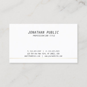Elegant Modern White Gold Clean Plain Professional Business Card
