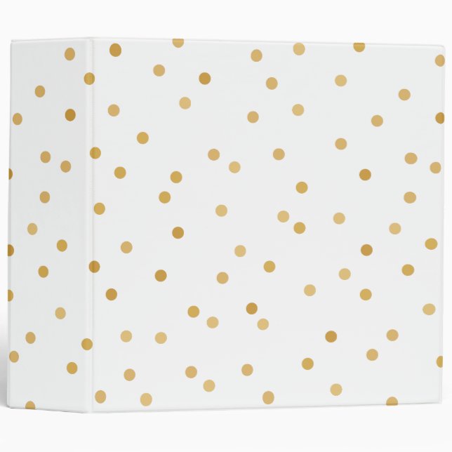 Elegant Modern White Gold Confetti Dots 3 Ring Binder (Front/Spine)