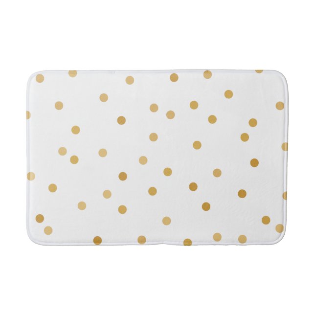 Elegant Modern White Gold Confetti Dots Bathroom Mat (Front)