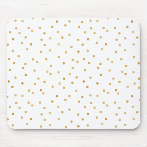 Elegant Modern White Gold Confetti Dots Mouse Pad