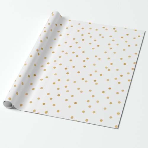 Elegant Modern White Gold Confetti Dots Wrapping Paper