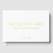 Elegant Modern White Gold Photo Quinceañera Guest Book