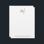 Elegant Modern White Gold Script Monogram Letterhead<br><div class="desc">Elegant Modern White Gold Script Monogram Letterhead with return address.  An elegant gold script monogram combined with a clean black san-serif font makes for a contemporary look.</div>
