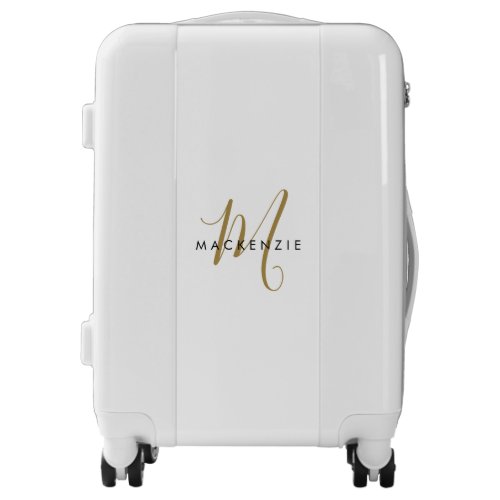 Elegant Modern White Gold Script Monogram Luggage