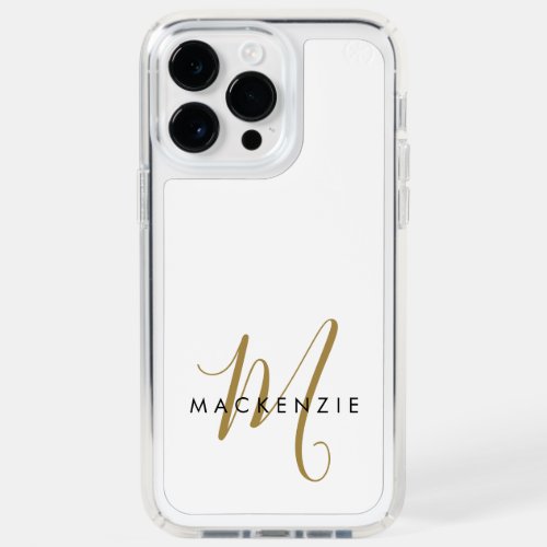 Elegant Modern White Gold Script Monogram Speck iPhone 14 Pro Max Case