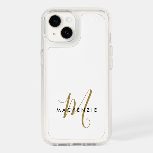 Elegant Modern White Gold Script Monogram Speck iPhone 14 Case