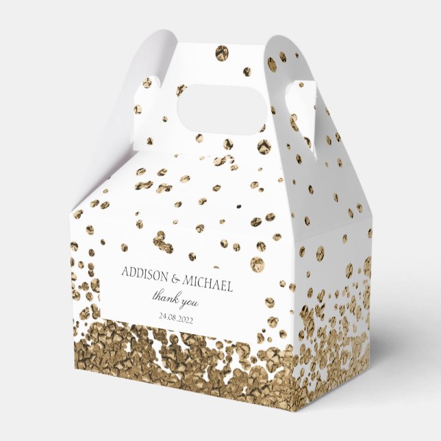 Elegant Modern White Gold Splatter Favor Boxes (Front Side)