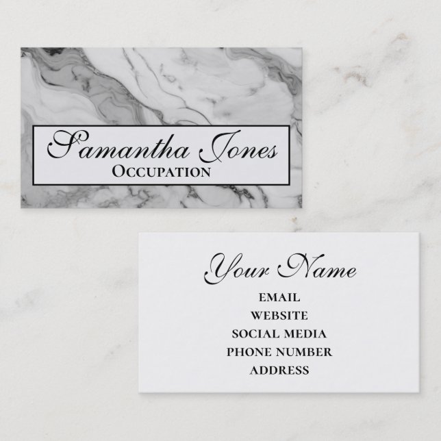 Elegant Modern white gray black marble pattern  Business Card (Front/Back)