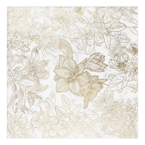 Elegant modern white gray gold marble floral acrylic print