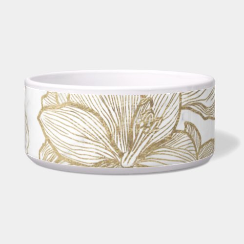 Elegant modern white gray gold marble floral bowl