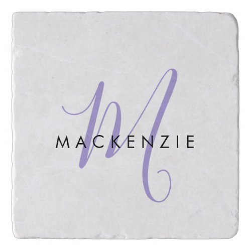 Elegant Modern White Lavender Script Monogram Trivet