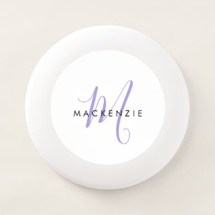 Elegant Modern White Lavender Script Monogram Wham-O Frisbee