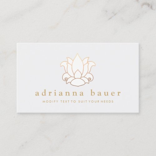 Elegant Modern White Lotus Flower Light Gray Business Card