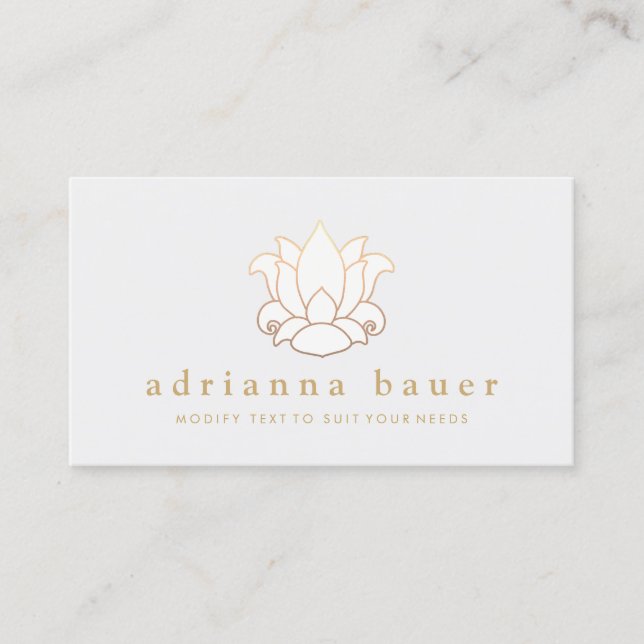 Elegant Modern White Lotus Flower Light Gray Business Card (Front)