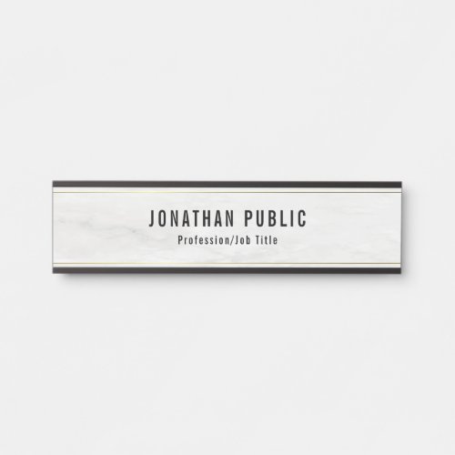 Elegant Modern White Marble And Gold Template Door Sign