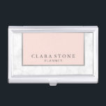 Elegant modern white marble blush pink & silver business card case<br><div class="desc">Beautiful combination of white marble,  faux silver and blush pink.</div>