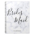 Elegant &amp; Modern White Marble Bridesmaid Notebook at Zazzle