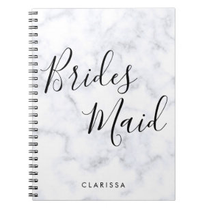 Elegant & modern white marble bridesmaid notebook