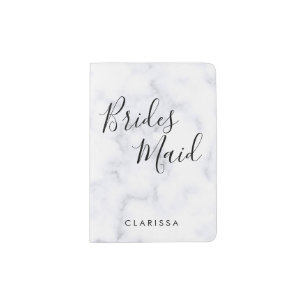 Elegant & modern white marble bridesmaid passport holder