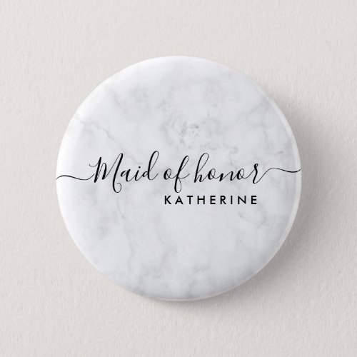 Elegant  modern white marble maid of honor button