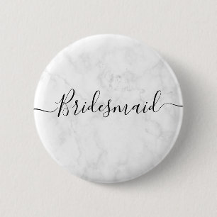 Elegant & modern white marble maid of honor button