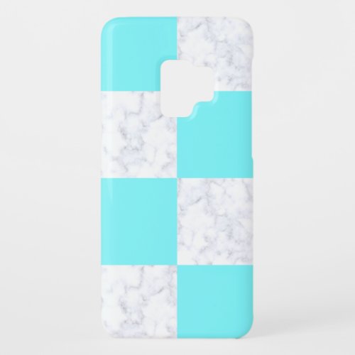 Elegant modern white marble mint checkered Case_Mate samsung galaxy s9 case