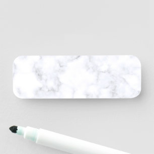 Elegant Modern White Marble Name Tag