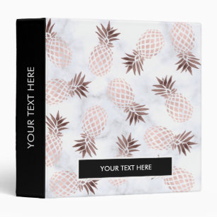 elegant modern white marble rose gold pineapple 3 ring binder