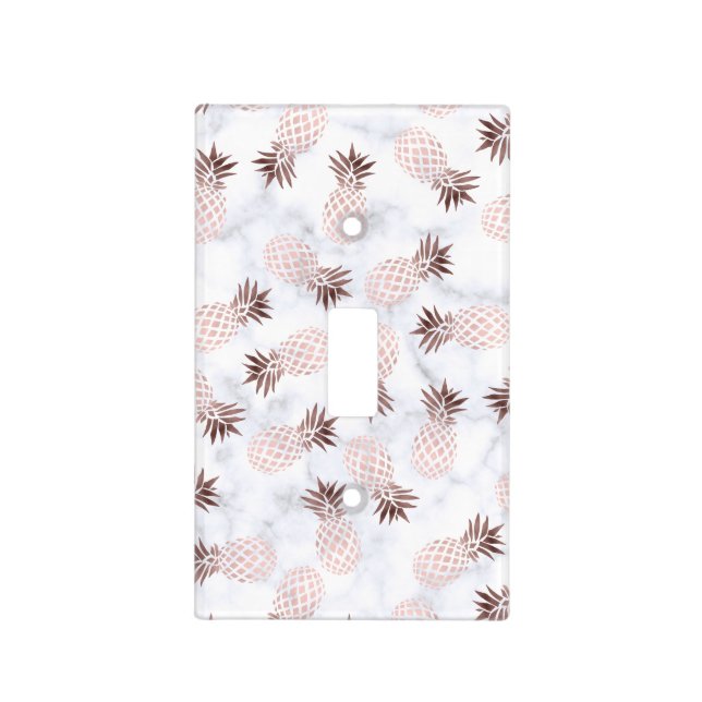 elegant modern white marble rose gold pineapple light switch cover (Front)