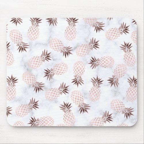 elegant modern white marble rose gold pineapple mouse pad