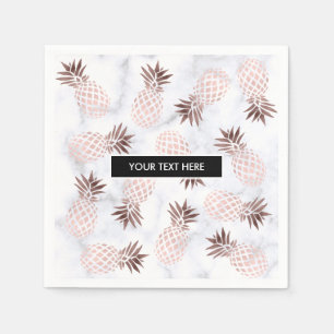 elegant modern white marble rose gold pineapple paper napkins