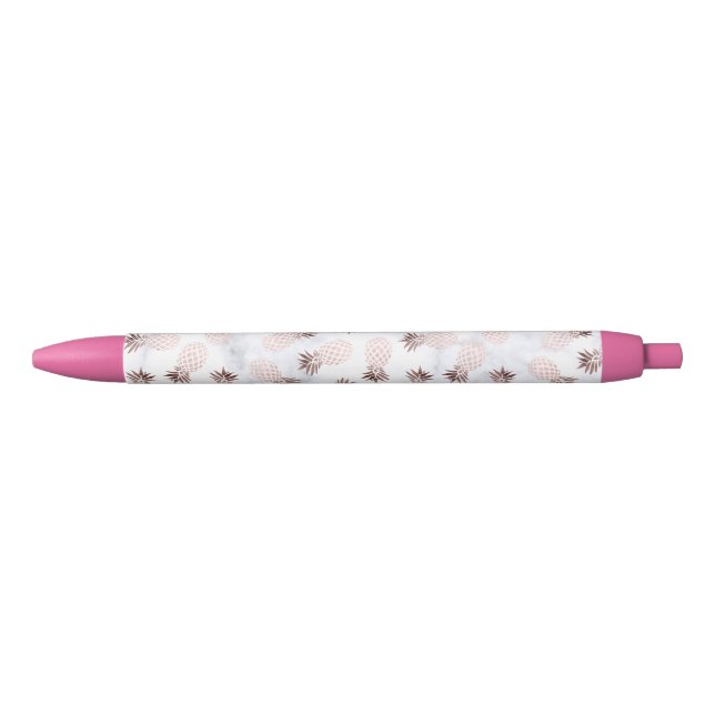 elegant modern white marble rose gold pineapple pen (Front)