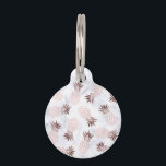 elegant modern white marble rose gold pineapple pet tag<br><div class="desc">Stylish and trendy design featuring faux rose gold pineapple pattern and white marble.</div>