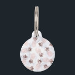 elegant modern white marble rose gold pineapple pet tag<br><div class="desc">Stylish and trendy design featuring faux rose gold pineapple pattern and white marble.</div>